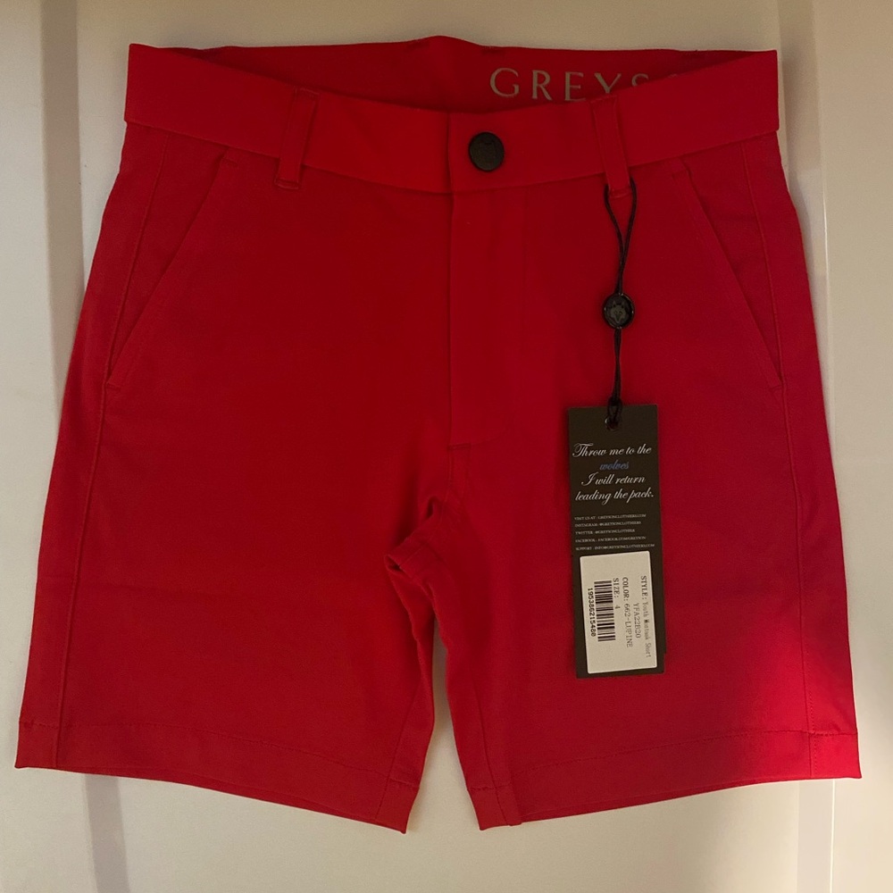 Greyson Bold Red Flat Front Boys Shorts Size 4